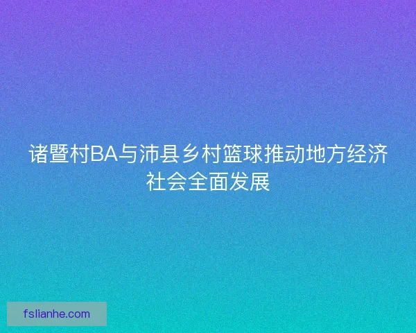 诸暨村BA与沛县乡村篮球推动地方经济社会全面发展