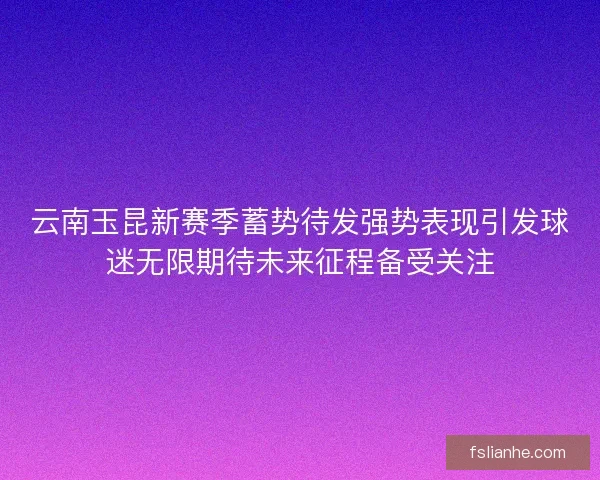 云南玉昆新赛季蓄势待发强势表现引发球迷无限期待未来征程备受关注