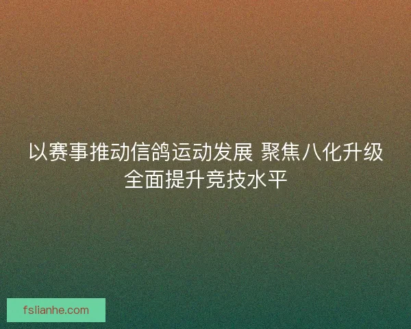 以赛事推动信鸽运动发展 聚焦八化升级全面提升竞技水平
